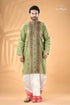 Light moss green kantha work cotton mens kurta men’s light green embroidered kurta 1