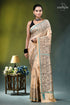Light peach jamdani design hand embroidered silk kantha saree beige silk saree intricate gold 1