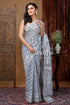 Light tower grey white bengal handloom jamdani saree woman gray white patterned saree 1