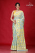 Light turquoise green soft bengal jamdani saree woman light blue yellow saree 1