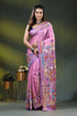Lilac silk hand batik saree with multicolor floral kantha embroidery design 1