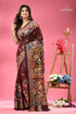 Livid brown multicolor floral silk kantha work saree maroon floral print handloom saree 1
