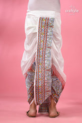 Madhubani border mayur puchha silk dhoti - ready to wear 3
