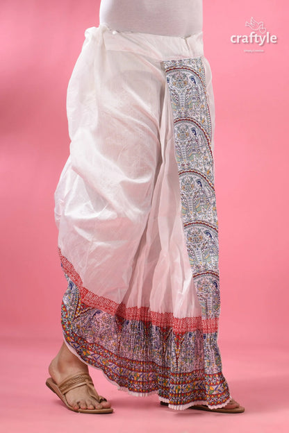 Madhubani border mayur puchha silk dhoti - ready to wear 2