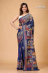 Madison blue owl motif exclusive kantha silk saree blue saree owl print 1