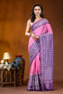Magenta pink ethnic design kutch embroidered dyed silk saree with mirror work woman wears vibrant pink purple 1