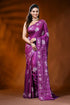 Magenta silk kantha stitch saree with bullock cart ethnic design 1