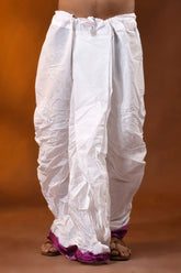 Magenta temple border mayur puchha pure cotton dhoti - ready to wear 1