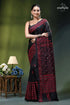 Maroon thread kutch embroidered silk saree in black - mirror work black silk saree intricate red 1