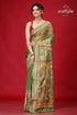 May Green Hand Embroidered Silk Kantha Work Saree-Craftyle
