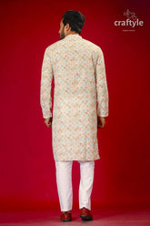 Mens Embroidered Kurta with Multicolor Sequin Embellishments - Craftyle