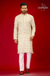 Mens Embroidered Kurta with Multicolor Sequin Embellishments - Craftyle