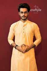 Mens Traditional Kurta Pajama - Buttermilk Beige - Craftyle