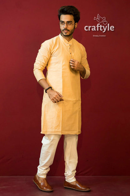 Mens Traditional Kurta Pajama - Buttermilk Beige - Craftyle