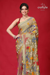 Moss Green Dual Tone Exclusive Kantha Silk Saree-Craftyle