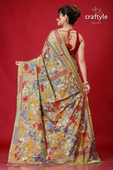 Moss Green Dual Tone Exclusive Kantha Silk Saree-Craftyle