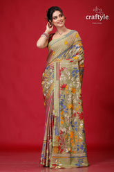 Moss Green Dual Tone Exclusive Kantha Silk Saree-Craftyle