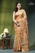 Multi-thread ethnic kantha embroidery silk saree in tan woman wears golden-brown silk saree 1
