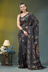 Multi-thread fish design kantha silk saree in black black silk saree intricate multicolored 1