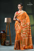 Multi-thread kutch embroidery marigold silk saree - mirror detailing orange green floral patterned saree 1