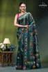 Multicolor butterfly design gable green silk kantha work saree dark green silk saree adorned 1