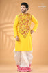 Multicolor design lemon yellow kantha stitched cotton men’s kurta men’s yellow embroidered kurta white 1