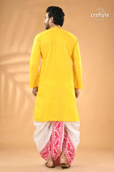 Multicolor design lemon yellow kantha stitched cotton men’s kurta men’s yellow kurta white pink 6