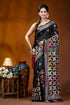 Multicolor ethnic design silk kantha stitch saree in black black silk saree intricate multicolored 1