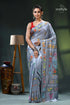 Multicolor exquisite silk kantha stitch saree in hit gray grey batik saree floral patterns 1
