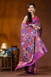 Multicolor floral design handmade purple silk kantha stitch saree vibrant purple saree adorned intricate 5