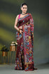 Multicolor floral vine motif design handcrafted silk kantha saree in wine 1