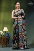 Multicolor flower motif designer kantha stitched silk saree in black black silk saree adorned vibrant 1