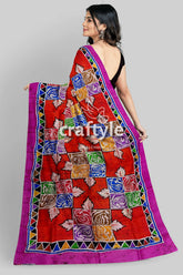 Multicolor Hand Batik Pure Mulberry Silk Saree - Silk Batik Saree - Craftyle