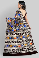 Multicolor Leaf Design Hand Batik Pure Mulberry Silk Saree - Craftyle