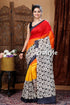 Multicolor Leaf Design Hand Block Design Mulberry Pure Silk Saree - Craftyle