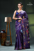 Multicolor peacock design silk kantha saree in jacarta blue purple floral saree intricate embroidery 1