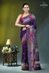 Multicolor thread hand embroidered silk lambani saree - violent violet purple silk saree intricate geometric 1