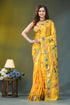 Mustard yellow lotus motif silk kantha saree vibrant yellow silk saree adorned 1