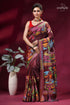 Nature theme handcrafted silk kantha stitch saree in wine maroon silk saree adorned vibrant 1