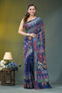 Navy blue ethnic design handcrafted silk kantha saree vibrant navy blue saree adorned 1
