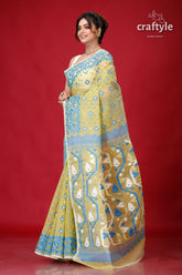 Olive Green Timeless Jamdani Saree-Craftyle
