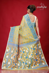 Olive Green Timeless Jamdani Saree-Craftyle