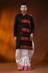 Onyx black and red pure cotton jamdani punjabi for men 1