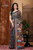 Onyx black artisanal silk kantha stitched saree woman black embroidered saree 1