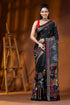 Onyx black multi-thread majestic horsel motif silk kantha saree 1
