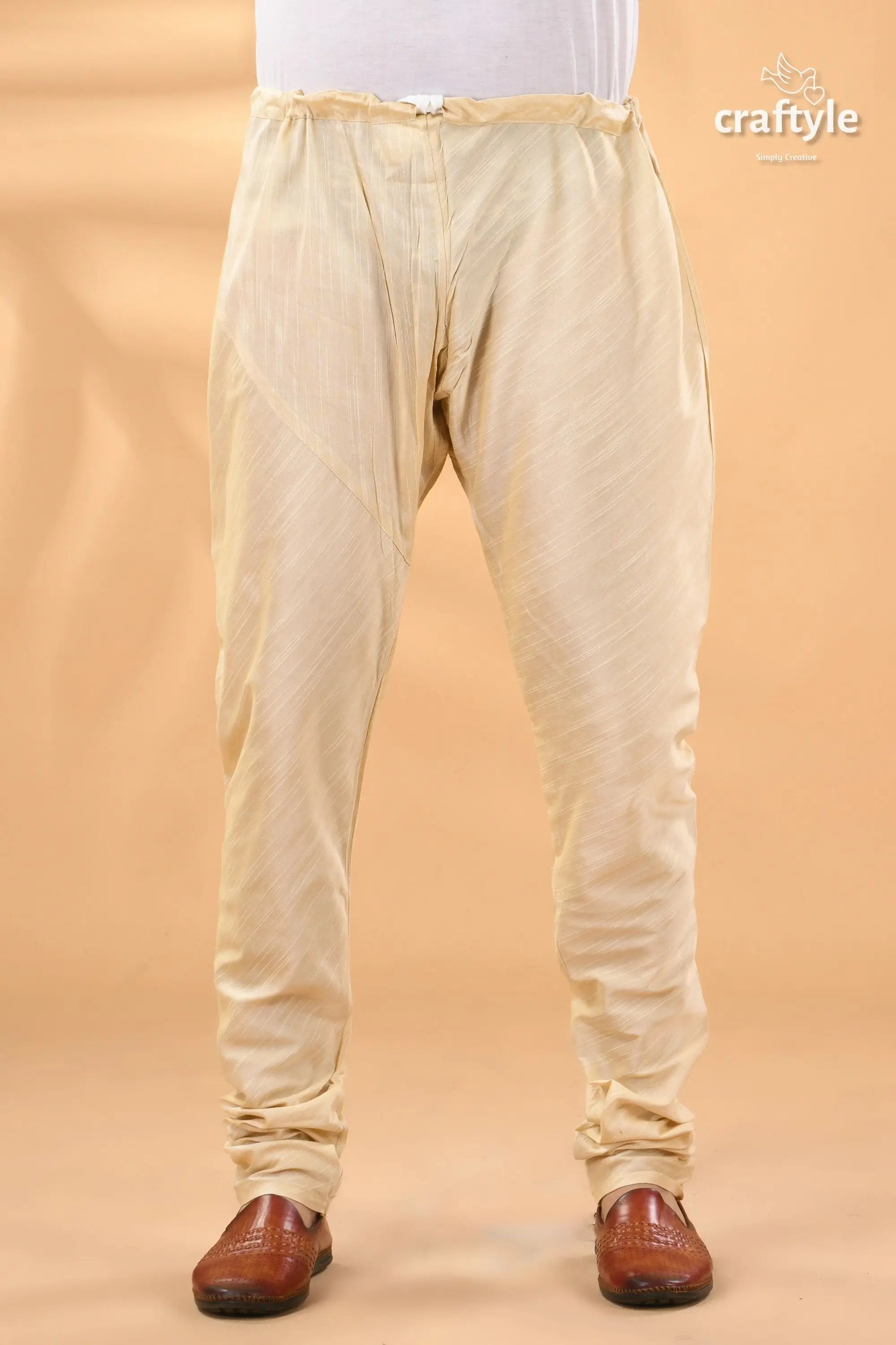 Pajama beige chinos elastic waistband button 2