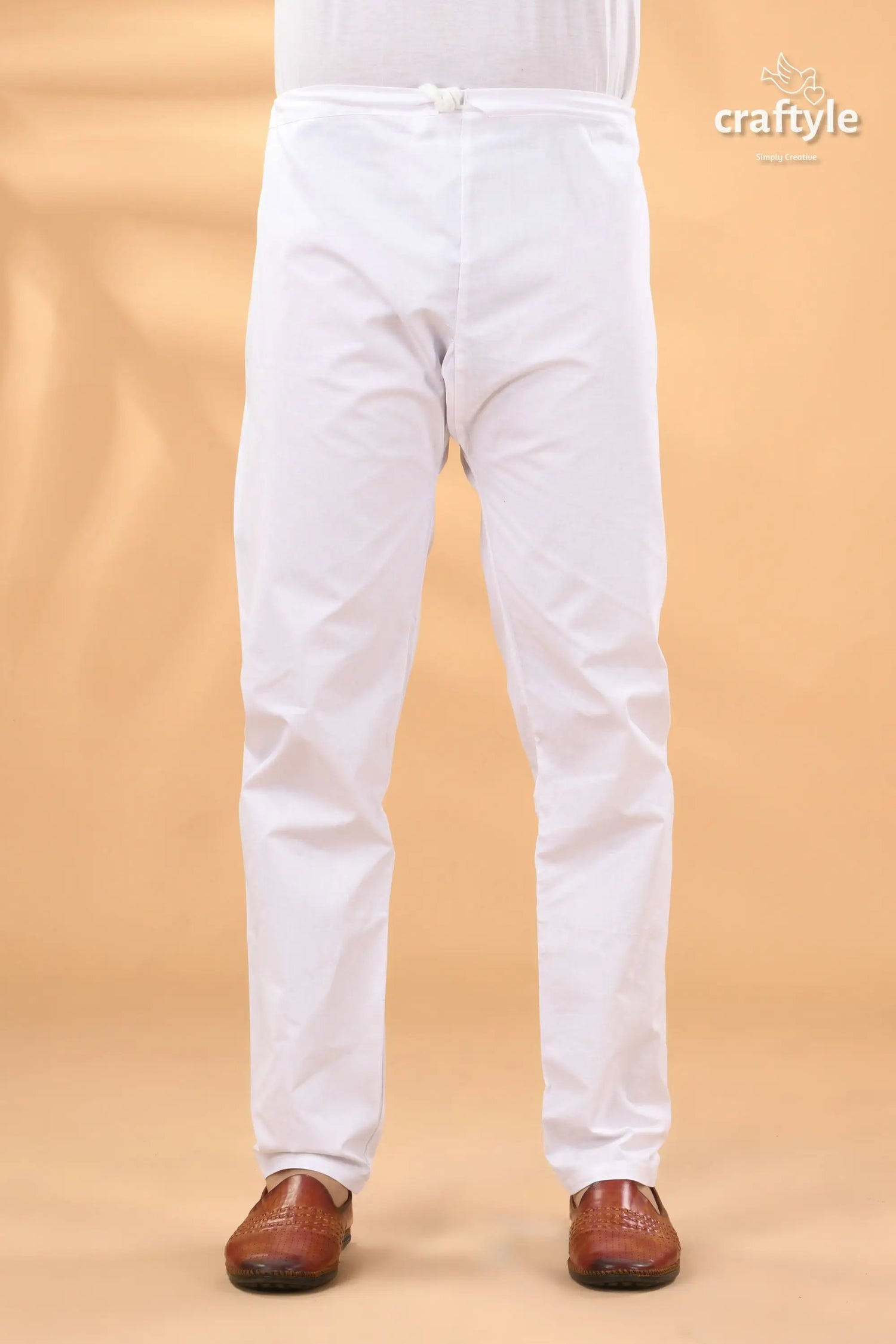 Pajama white cotton chinos pants brown 1