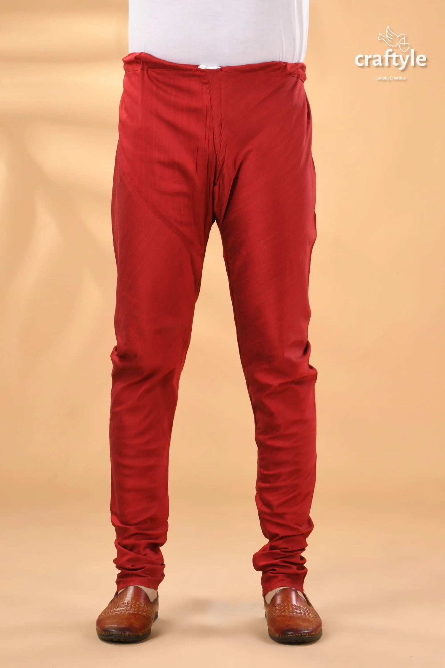 Pajama red churidar pants elastic waistband 3