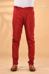 Pajama red churidar pants elastic waistband 3
