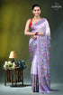 Pale lavender floral design kantha stitch hand batik silk saree lavender silk saree intricate floral 1
